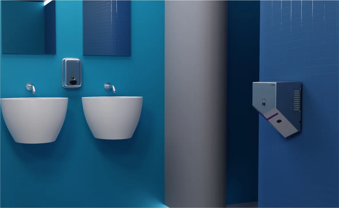 V jet hand dryer setup