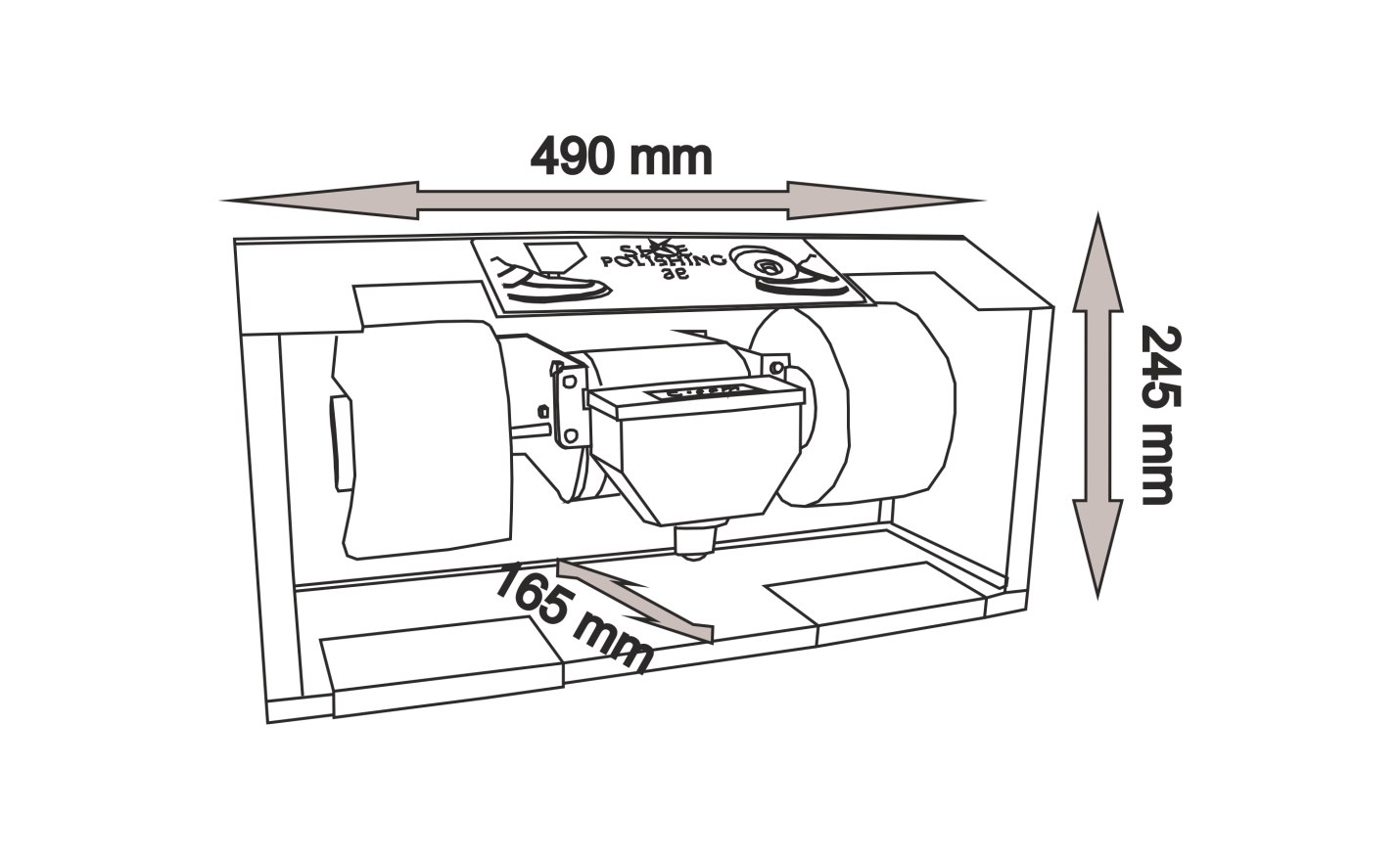 Backside look of ASM-60 automatic shoe polisher