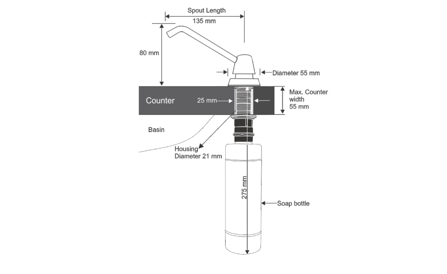 Counter Mounted Soap Dispenser view 2