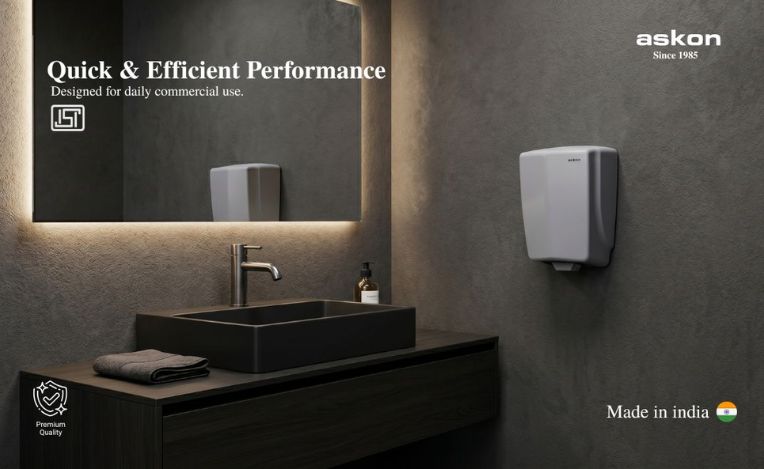 EcoFast Hand Dryer in White ABS view 3