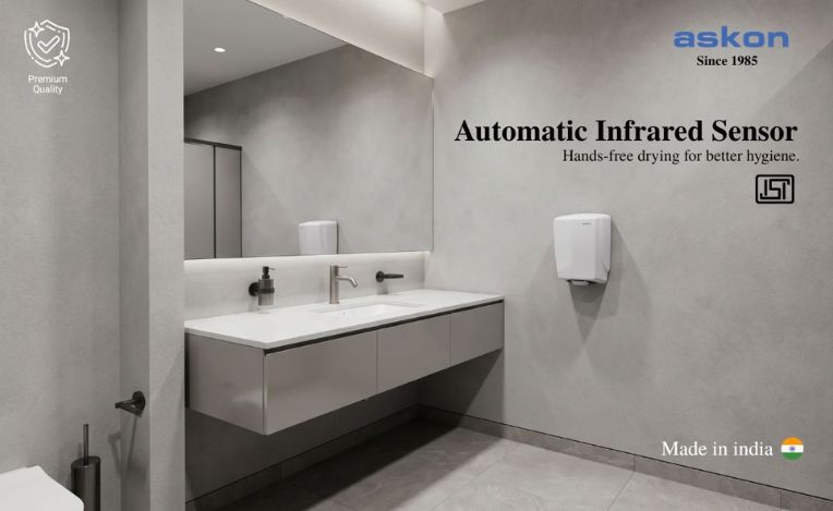EcoFast Hand Dryer in White ABS view 2