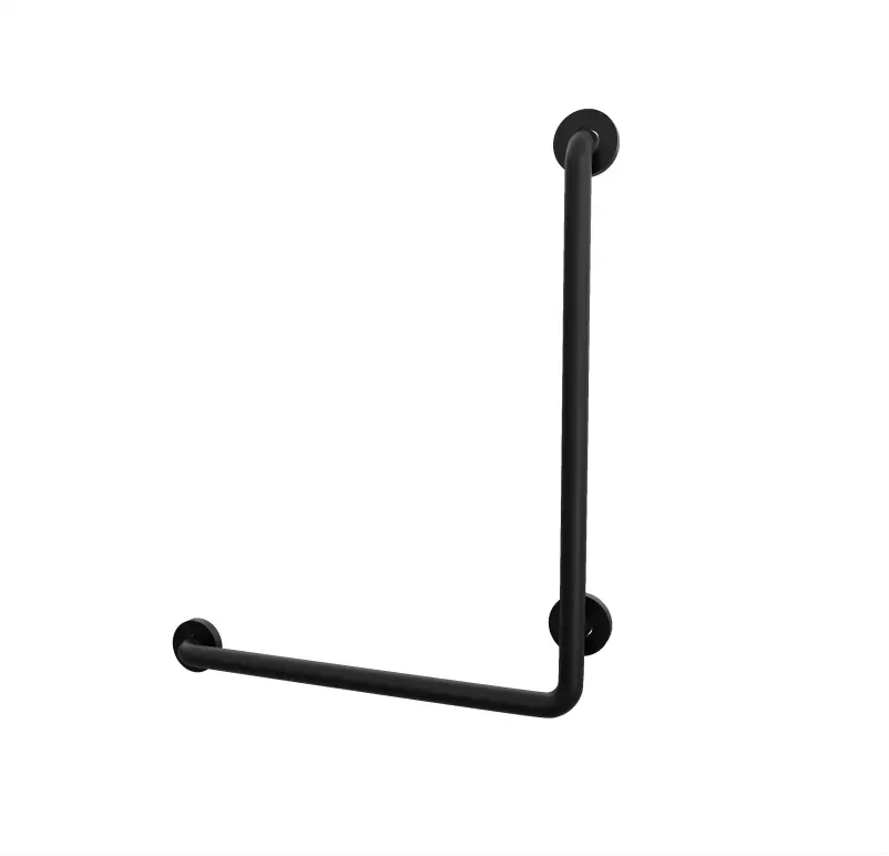 L Shape Handicap Grab Bar Towards Left in Black