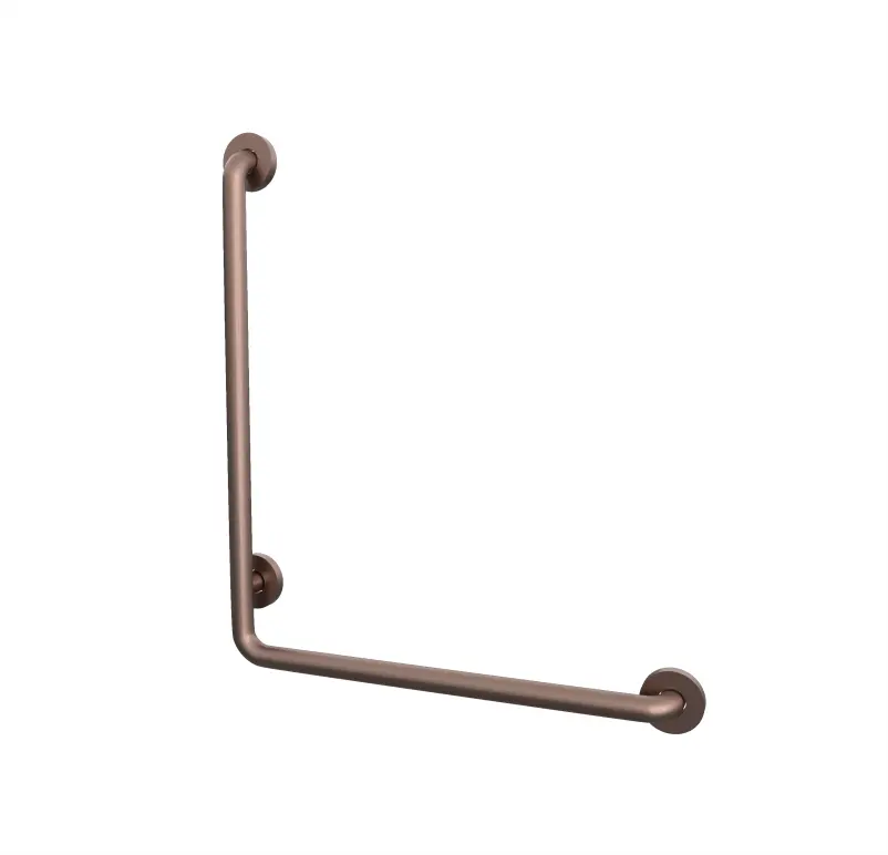 L Shape Handicap Grab Bar Towards Right in Rose Gold