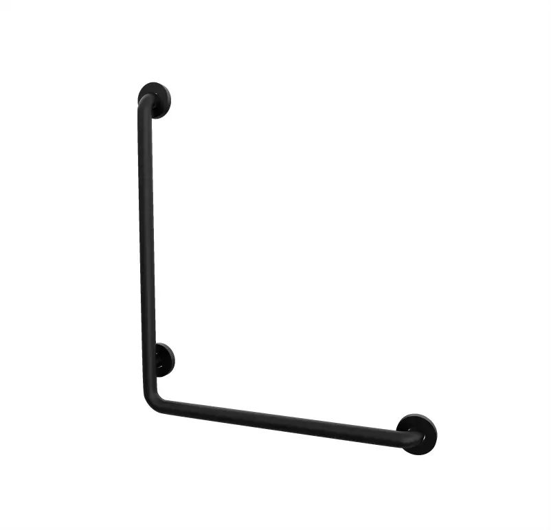 L Shape Handicap Grab Bar Towards Right in Black