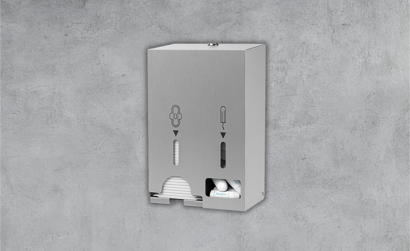 Large capacity sanitary napkin and tampon dispenser