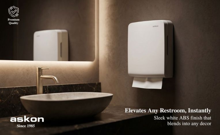 Paper Towel Dispenser in White ABS view 2