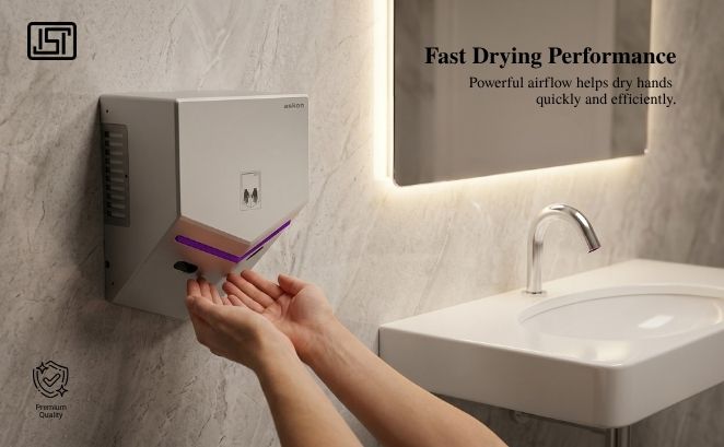 V Jet Hand Dryer in Grey with HEPA filters view 3