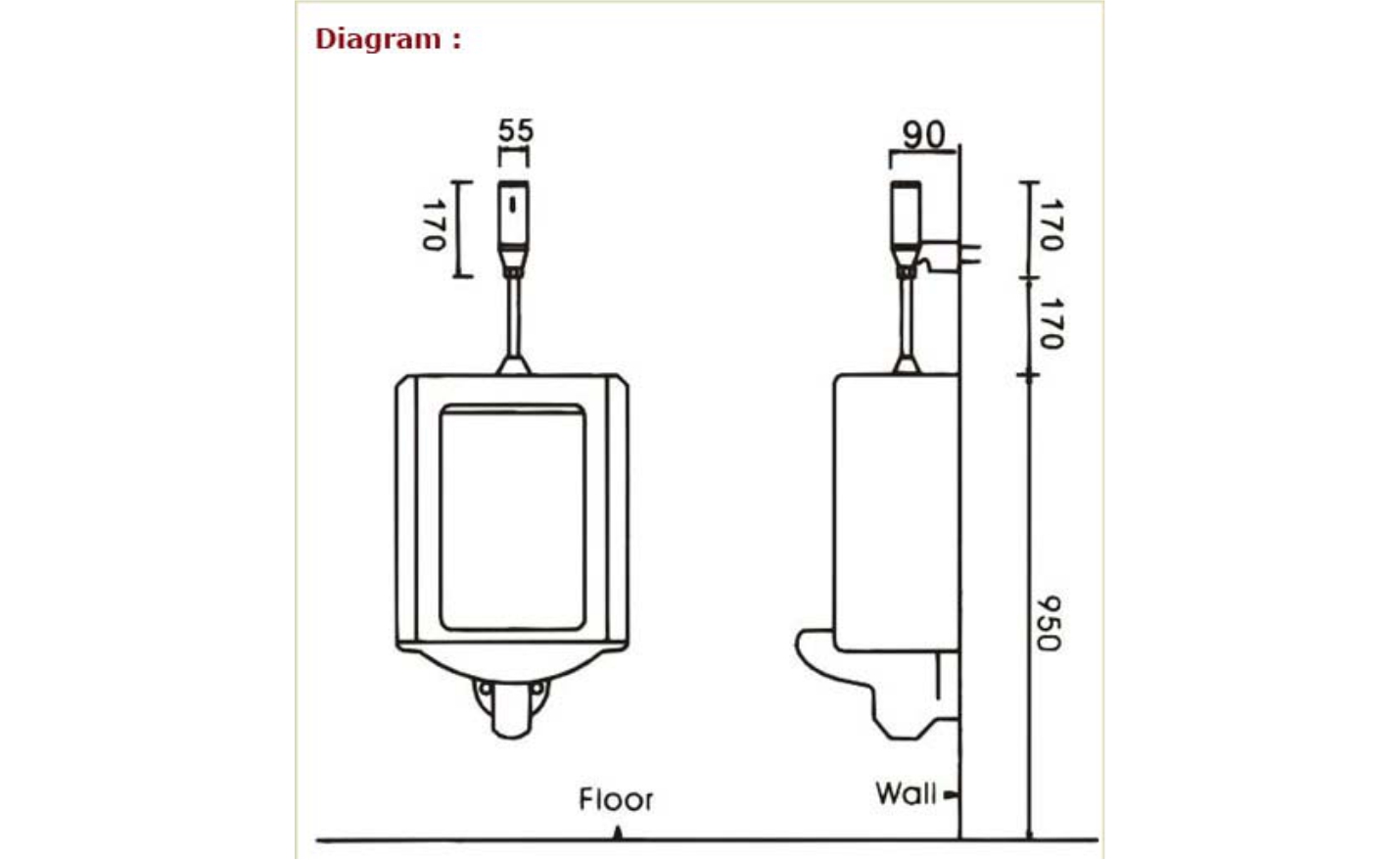 Wall Mount Urinal Sensor view 2